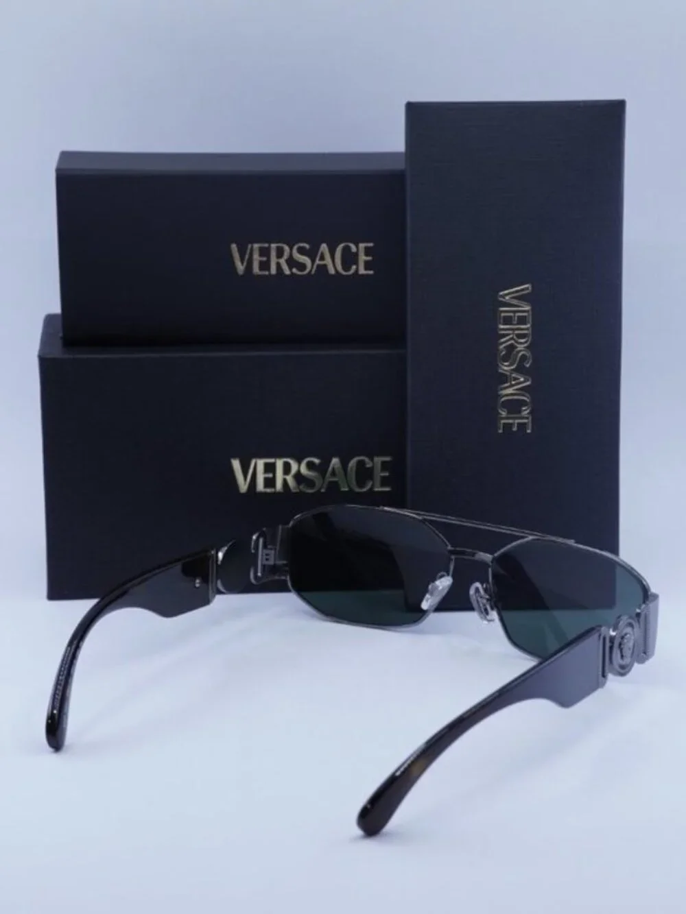 Versace VE2287 100171 Rectangle Sunglasses – Gunmetal / Grey